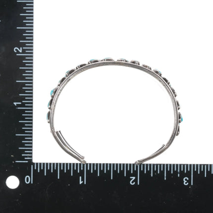 6" 50's-60's Zuni sleeping beauty turquoise, sterling double row cuff bracelet - Estate Fresh Austin