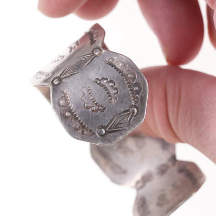 6.625" 1930's Navajo Stamped silver and turquoise bracelet - Estate Fresh Austin