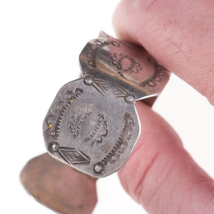 6.625" 1930's Navajo Stamped silver and turquoise bracelet - Estate Fresh Austin