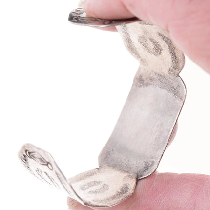 6.625" 1930's Navajo Stamped silver and turquoise bracelet - Estate Fresh Austin