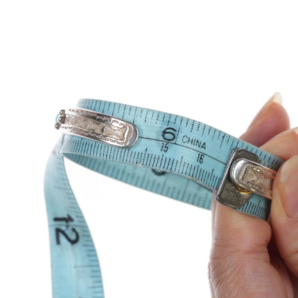 6.625" 20's-30's Navajo ingot silver turquoise row cuff bracelet - Estate Fresh Austin