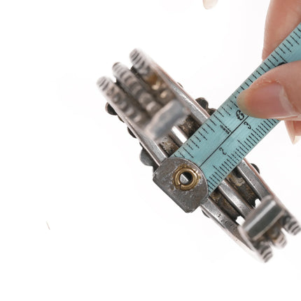 6.625" 30's-40's Hallmarked Native American silver and turquoise cuff bracelet - Estate Fresh Austin