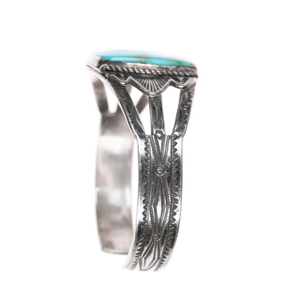 6.625" 30's-40's Native American silver cuff bracelet Royston turquoise - Estate Fresh Austin