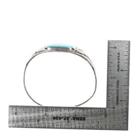 6.625" 30's-40's Native American silver cuff bracelet Royston turquoise - Estate Fresh Austin