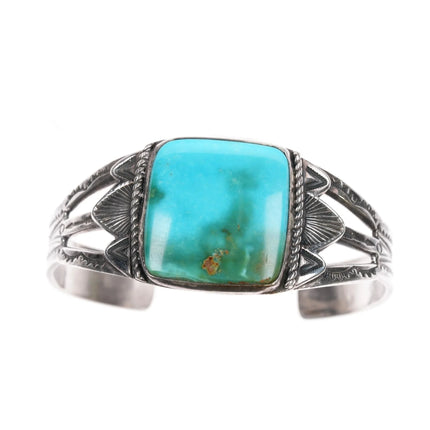 6.625" 30's-40's Native American silver cuff bracelet Royston turquoise - Estate Fresh Austin