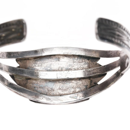 6.625" 30's-40's Native American silver cuff bracelet Royston turquoise - Estate Fresh Austin