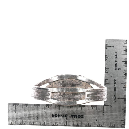 6.625" 30's-40's Native American silver cuff bracelet Royston turquoise - Estate Fresh Austin