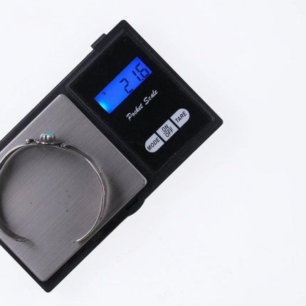 6.625" 30's-40's Navajo Hand stamped silver and turquoise bracelet v - Estate Fresh Austin