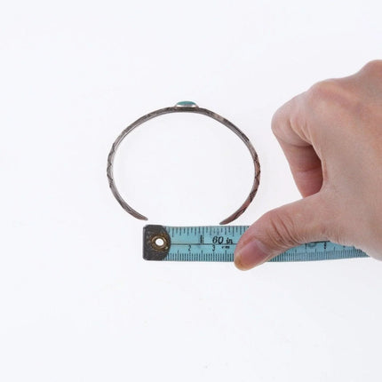 6.625" 30's-40's Navajo Hand stamped silver and turquoise bracelet z - Estate Fresh Austin