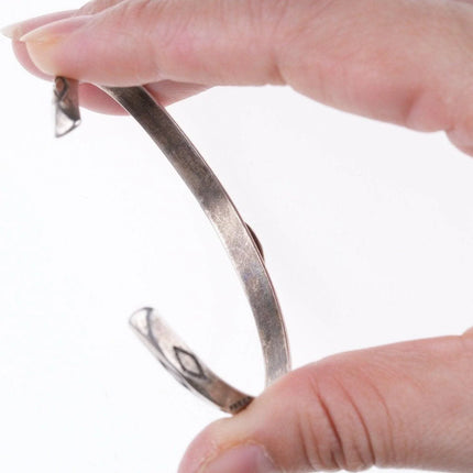 6.625" 30's-40's Navajo Hand stamped silver and turquoise bracelet z - Estate Fresh Austin