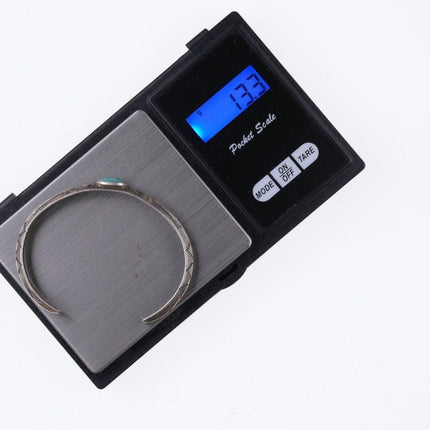 6.625" 30's-40's Navajo Hand stamped silver and turquoise bracelet z - Estate Fresh Austin