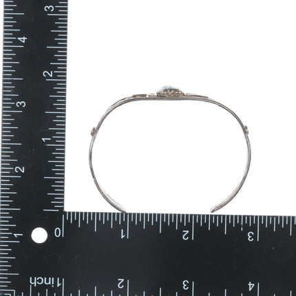 6.625" 30's-40's Navajo hand stamped silver cuff bracelet with turquoise - Estate Fresh Austin