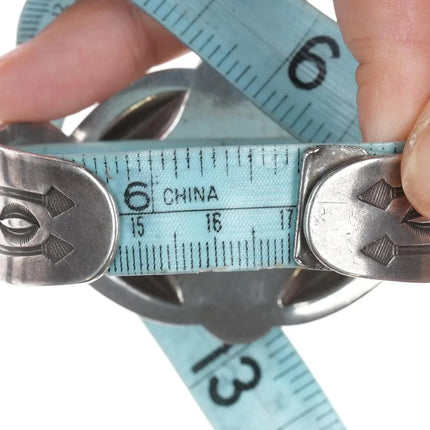 6.625" 30's-40's Navajo silver repousse intricately stamped cuff bracelet - Estate Fresh Austin