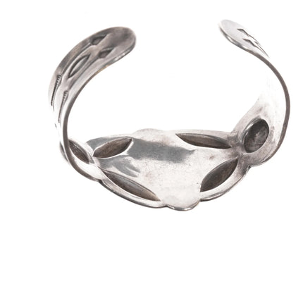 6.625" 30's-40's Navajo silver repousse intricately stamped cuff bracelet - Estate Fresh Austin