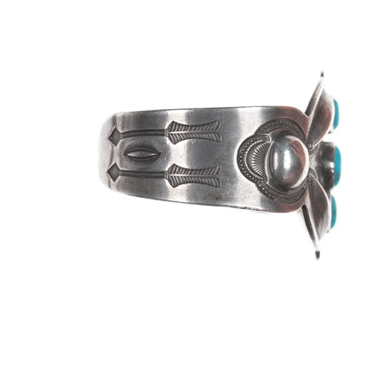 6.625" 30's-40's Navajo silver repousse intricately stamped cuff bracelet - Estate Fresh Austin