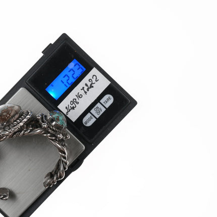 6.625" 40's-50's Huge twisted wire high grade quartz turquoise cuff bracelet - Estate Fresh Austin