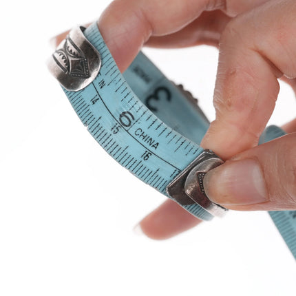 6.625" 40's-50's Navajo stamped silver and turquoise cuff bracelet - Estate Fresh Austin