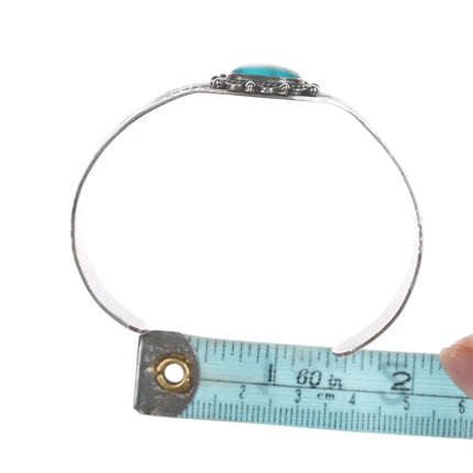 6.625" 40's-50's Navajo stamped silver and turquoise cuff bracelet - Estate Fresh Austin