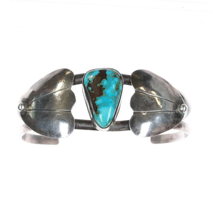 6.625" 50's-60's Navajo silver cuff bracelet with really nice turquoise - Estate Fresh Austin