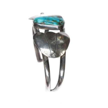 6.625" 50's-60's Navajo silver cuff bracelet with really nice turquoise - Estate Fresh Austin