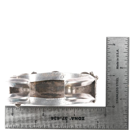 6.625" 60's-70's Navajo sterling turquoise feather cuff bracelet - Estate Fresh Austin