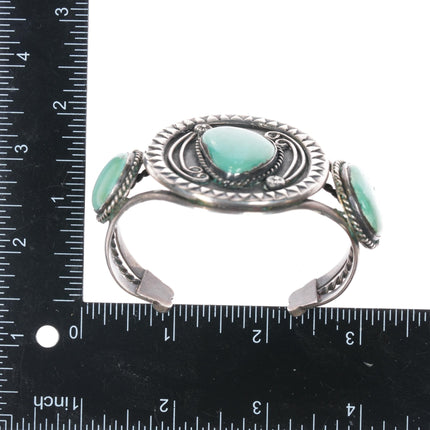 6 5/8" 60's Native American sterling and turquoise large cuff bracelet - Estate Fresh Austin