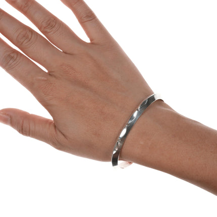 6.625" Anita Whitegoat Navajo silver carinated cuff bracelet - Estate Fresh Austin