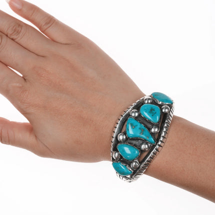 6.625" Battle Mountain Turquoise Navajo cuff bracelet Richard Henry Yazzie - Estate Fresh Austin