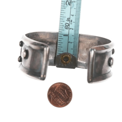 6.625" BL Vintage Native American silver row cuff bracelet with turquoise - Estate Fresh Austin