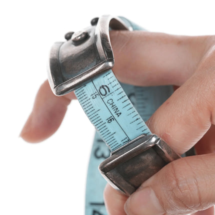 6.625" BL Vintage Native American silver row cuff bracelet with turquoise - Estate Fresh Austin