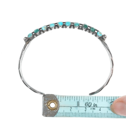 6.625" c1930's Zuni snake eye turquoise double row cuff bracelet - Estate Fresh Austin