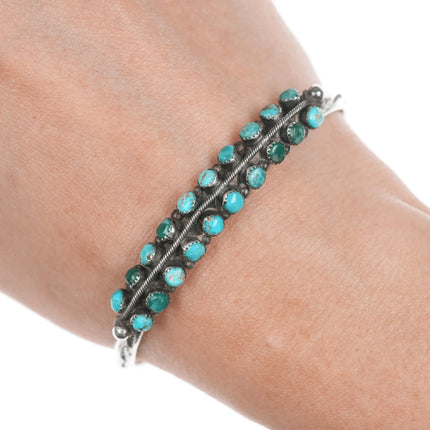 6.625" c1930's Zuni snake eye turquoise double row cuff bracelet - Estate Fresh Austin