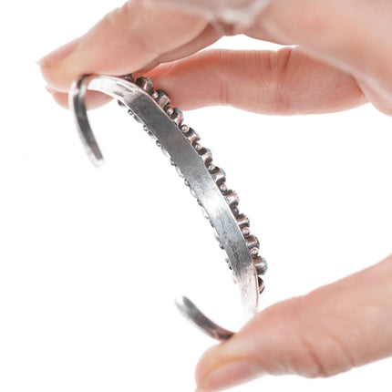 6.625" c1930's Zuni snake eye turquoise double row cuff bracelet - Estate Fresh Austin