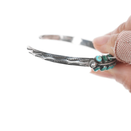 6.625" c1930's Zuni snake eye turquoise double row cuff bracelet - Estate Fresh Austin