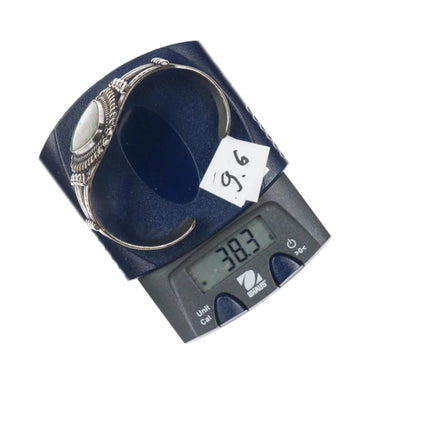 6.625" c1940's King's Manassa turquoise silver Native American cuff bracelet - Estate Fresh Austin