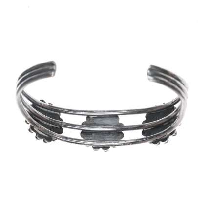 6.625" c1940's Navajo Cerrillos Turquoise triple shank silver cuff bracelet - Estate Fresh Austin