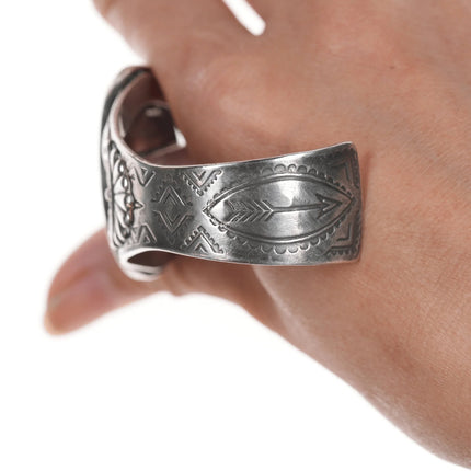 6.625" c1950's Navajo Curio sterling high grade turquoise cuff bracelet - Estate Fresh Austin