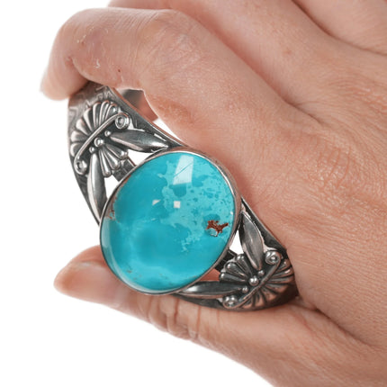 6.625" c1950's Navajo Curio sterling high grade turquoise cuff bracelet - Estate Fresh Austin