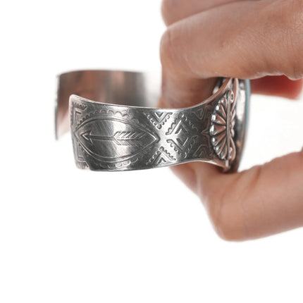 6.625" c1950's Navajo Curio sterling high grade turquoise cuff bracelet - Estate Fresh Austin