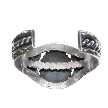 6.625" c1950's Navajo sterling high grade turquoise cluster cuff bracelet - Estate Fresh Austin