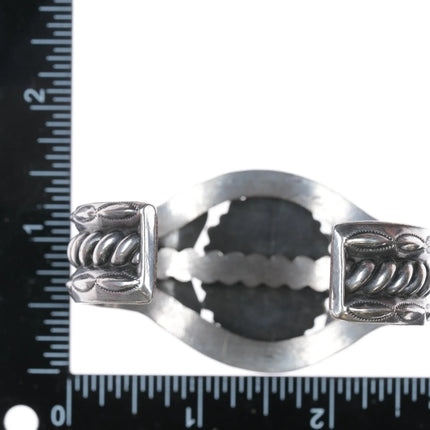 6.625" c1950's Navajo sterling high grade turquoise cluster cuff bracelet - Estate Fresh Austin