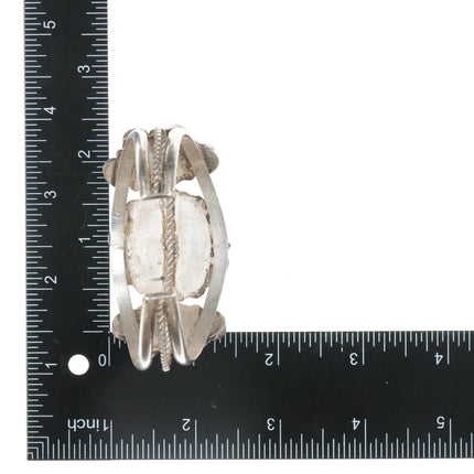 6.625" c1970's JB Native American sterling turquoise and coral cluster cuff bracelet - Estate Fresh Austin