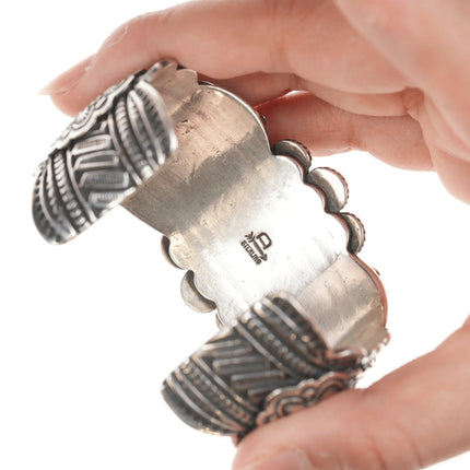 6.625" Darryl Becenti Navajo (1958-2020) Turquoise, Coral, Sugilite cuff bracelet - Estate Fresh Austin