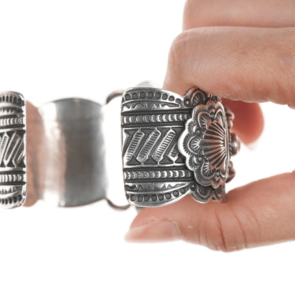 6.625" Darryl Becenti Navajo (1958-2020) Turquoise, Coral, Sugilite cuff bracelet - Estate Fresh Austin