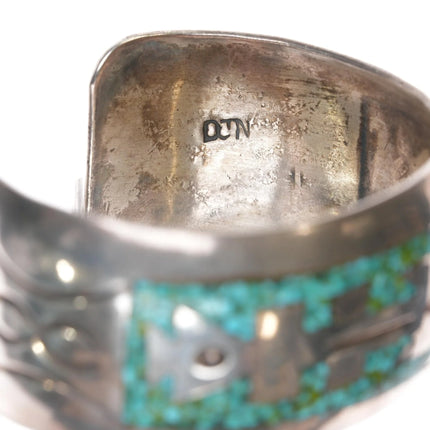 6.625" Delvin Nelson Navajo sterling chip inlay cuff bracelet - Estate Fresh Austin