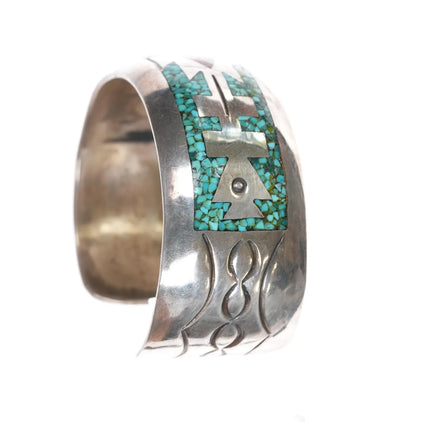 6.625" Delvin Nelson Navajo sterling chip inlay cuff bracelet - Estate Fresh Austin