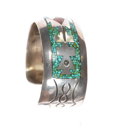 6.625" Delvin Nelson Navajo sterling chip inlay cuff bracelet - Estate Fresh Austin
