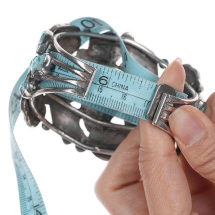 6.625" Early Zuni Ingot silver carved turquoise cuff bracelet - Estate Fresh Austin