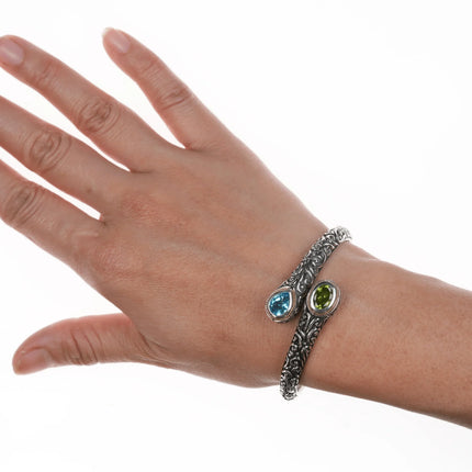 6.625" Effy Sterling/18k Topaz/Period clamper bangle bracelet - Estate Fresh Austin