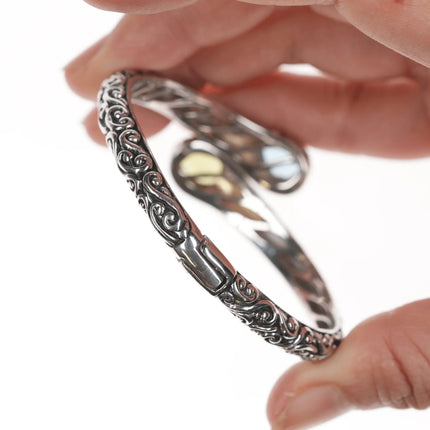 6.625" Effy Sterling/18k Topaz/Period clamper bangle bracelet - Estate Fresh Austin